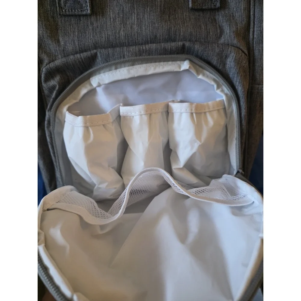 Gray Large Backpack Baby Diaper‎ Bag Nylon Insulated Adjustable Strap Backpack